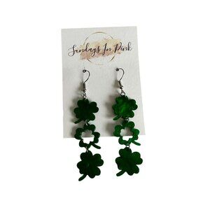 SHAMROCK St Patricks Day Irish Drop Earrings NEW